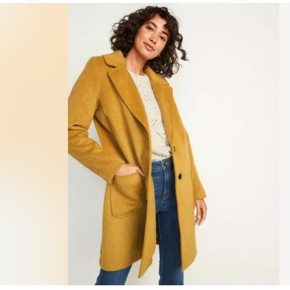Old Navy Jackets & Blazers - Old Navy XS Oversized Soft Sunflower Gold Yellow Long Coat